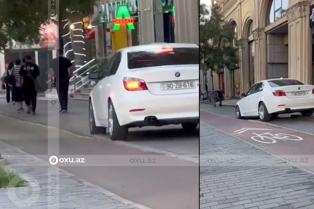Тротуар не для пешеходов? В центре Баку водитель грубо нарушил ПДД - ВИДЕО